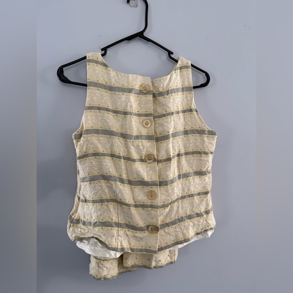 VTG POSITIVE ATTITUDE Pantsuit Set Tank Top Pattern Yellow Boho Size S M Size 10 - Picture 14 of 14